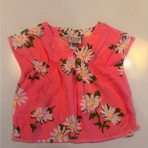 The Beaufort Bonnet Company Coral Daisy Smocked Top! 0-6 months